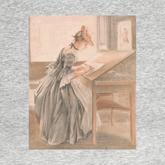 A Lady Copying at a Drawing Table by Paul Sandby by Classic Art Stall